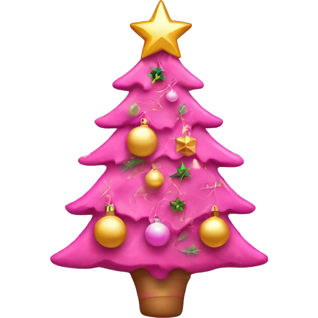 pink christmas tree with ornaments  emoji