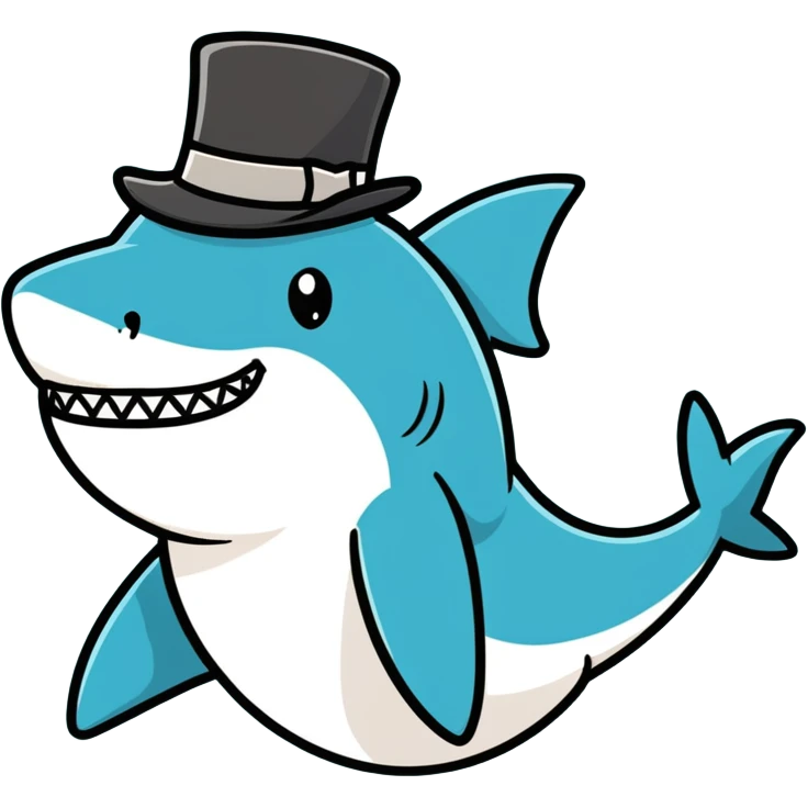Shark with a top hat emoji