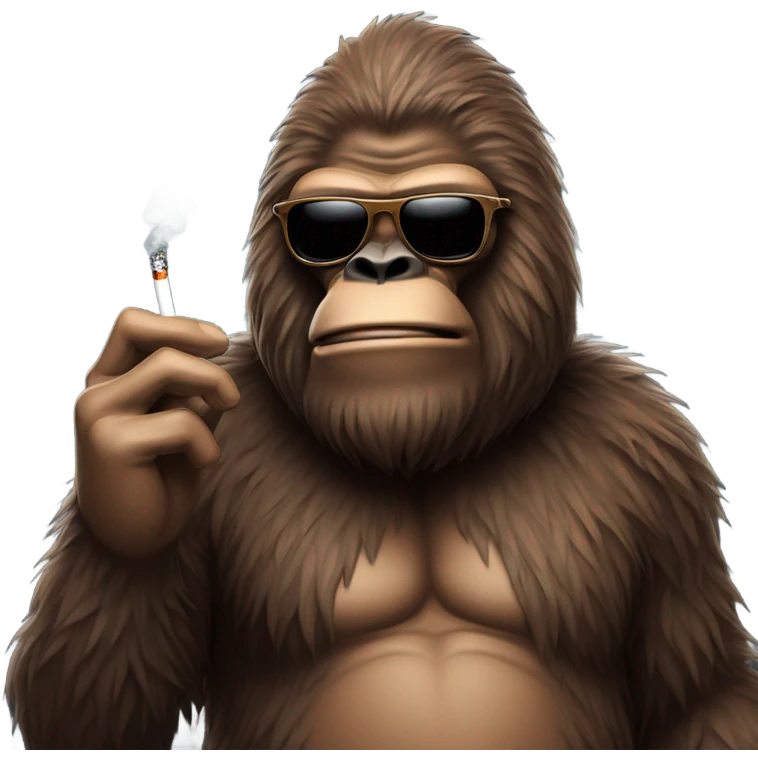 Bigfoot smoking with sunglasses emoji
