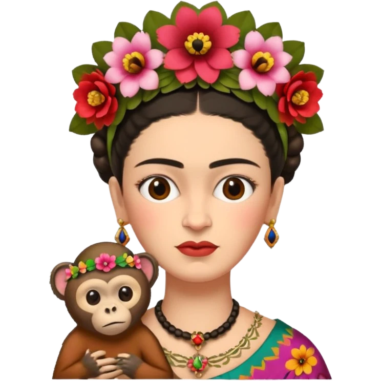 Frida Kahlo with monkey emoji