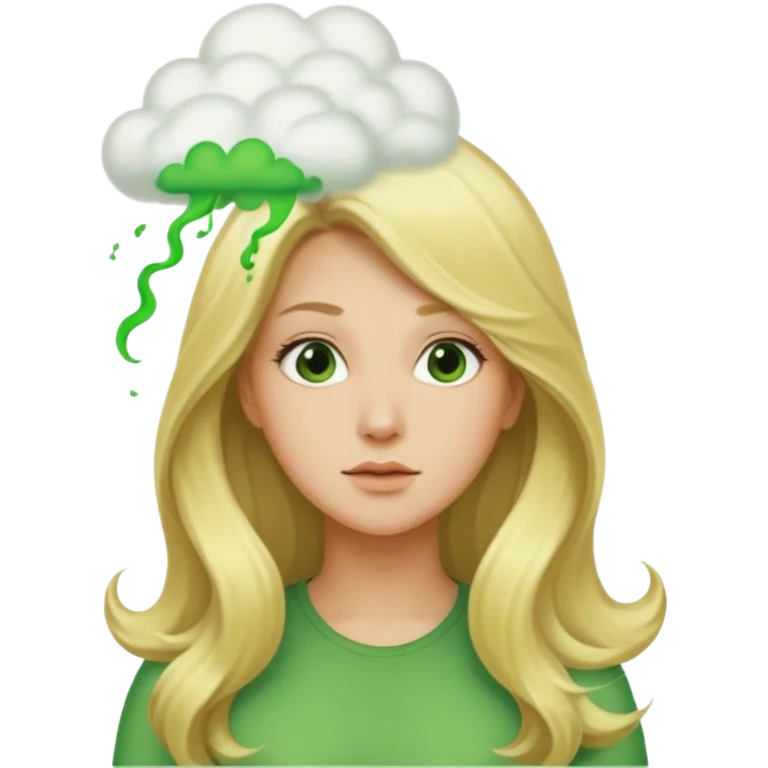 Long hair Blonde woman with green fart cloud behind her  emoji