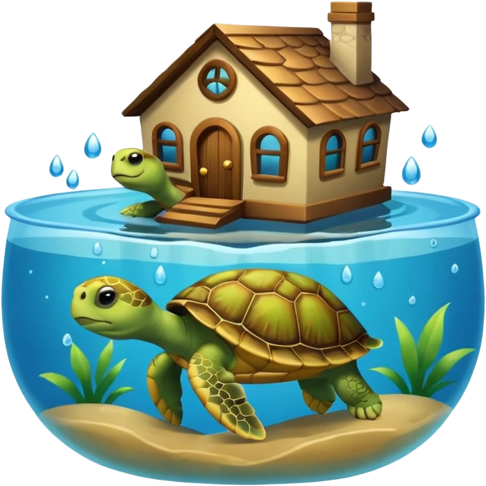 pet turtle in water house emoji