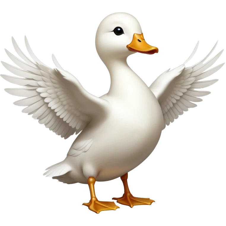 cinematic-[white duck]-realistic-full-body-perched-emoji,-wings-tucked-neatly elegant,-head-tilted-dramatically,-sleek-[white]-feathers,-simplified-yet-realistic-focused-features,-highly-detailed,-glowing-with-an-almost-sarcastic-glow emoji