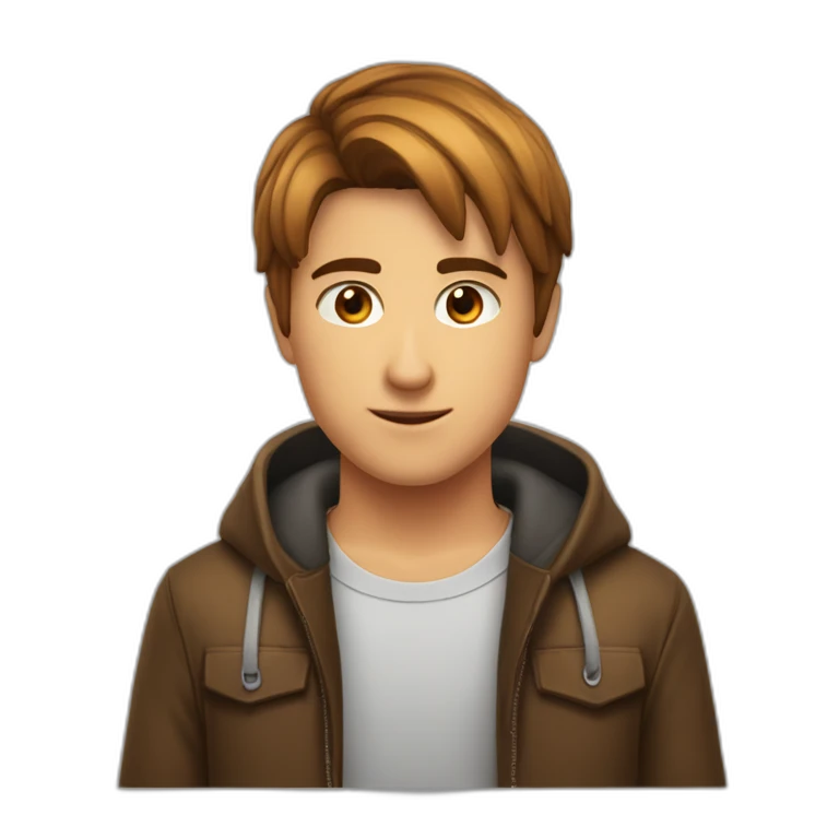 Garçon cheveux lisses marron yeux marron emoji