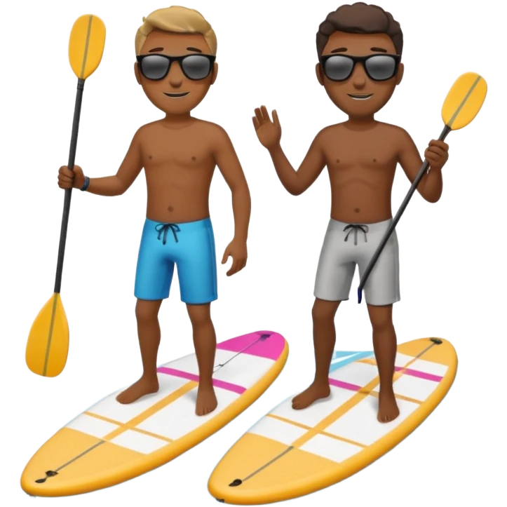 paddleboarding 2  buddies one black  male wafer emoji