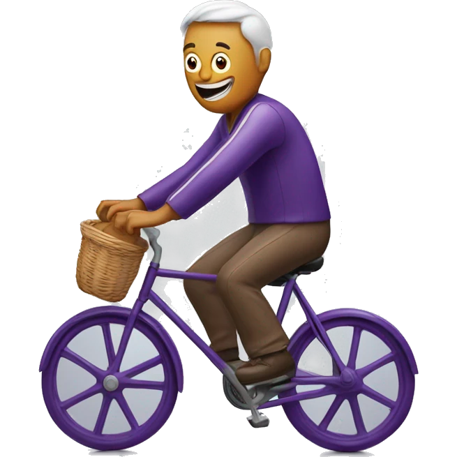 Man riding bike made out of eggplants emoji