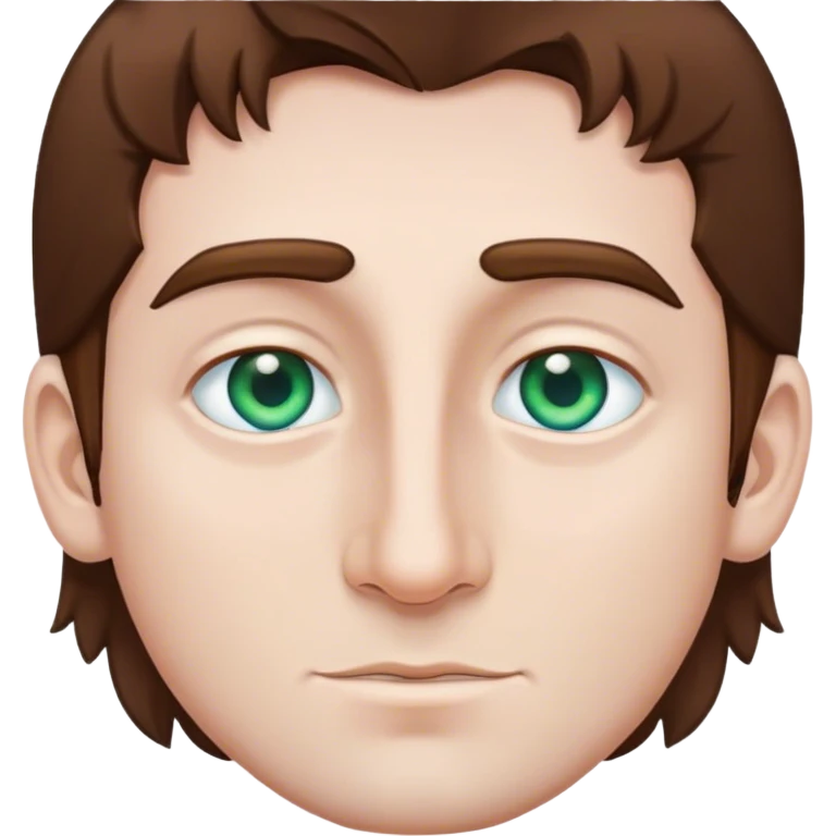 realistic male with brown hair and blue green eyes and wide nose emoji
