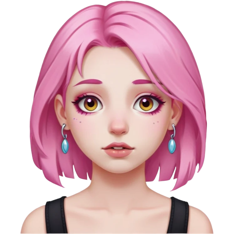 pale girl with pink hair and face piercings emoji