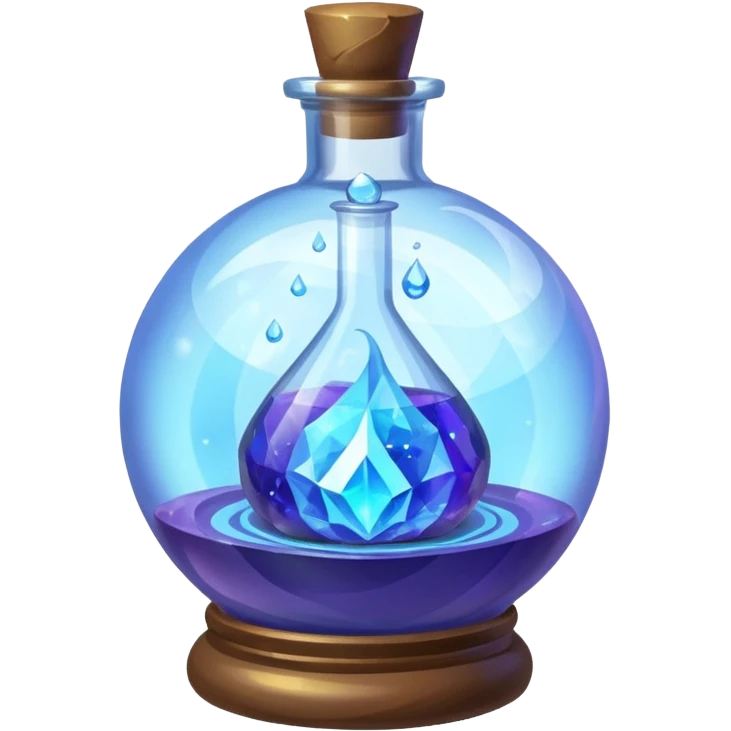 Blue Magic Fantasy Potion, Ball Bottle Low Poly emoji