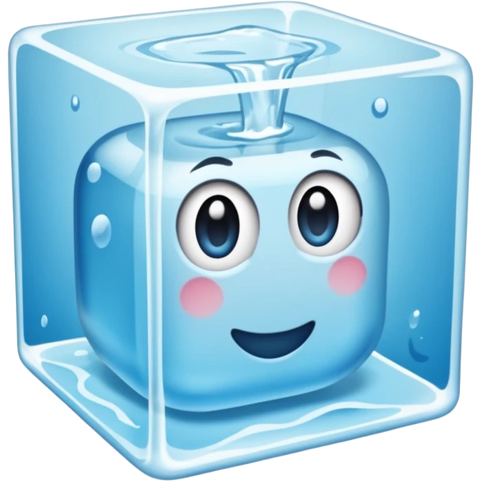 Quero que, com base nos emojis da apple, crie um emoji de um cubo de gelo derretendo, esse emoji não deve ter rosto nem nada, é apenas um cubo de gelo com uma pequena poça de água embaixo que derreteu do cubo emoji