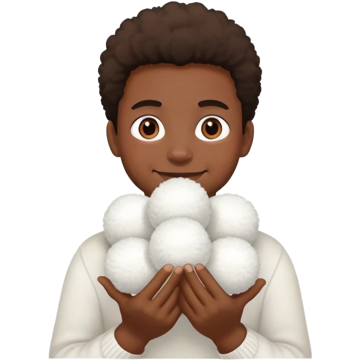black person holding white fluffy balls emoji