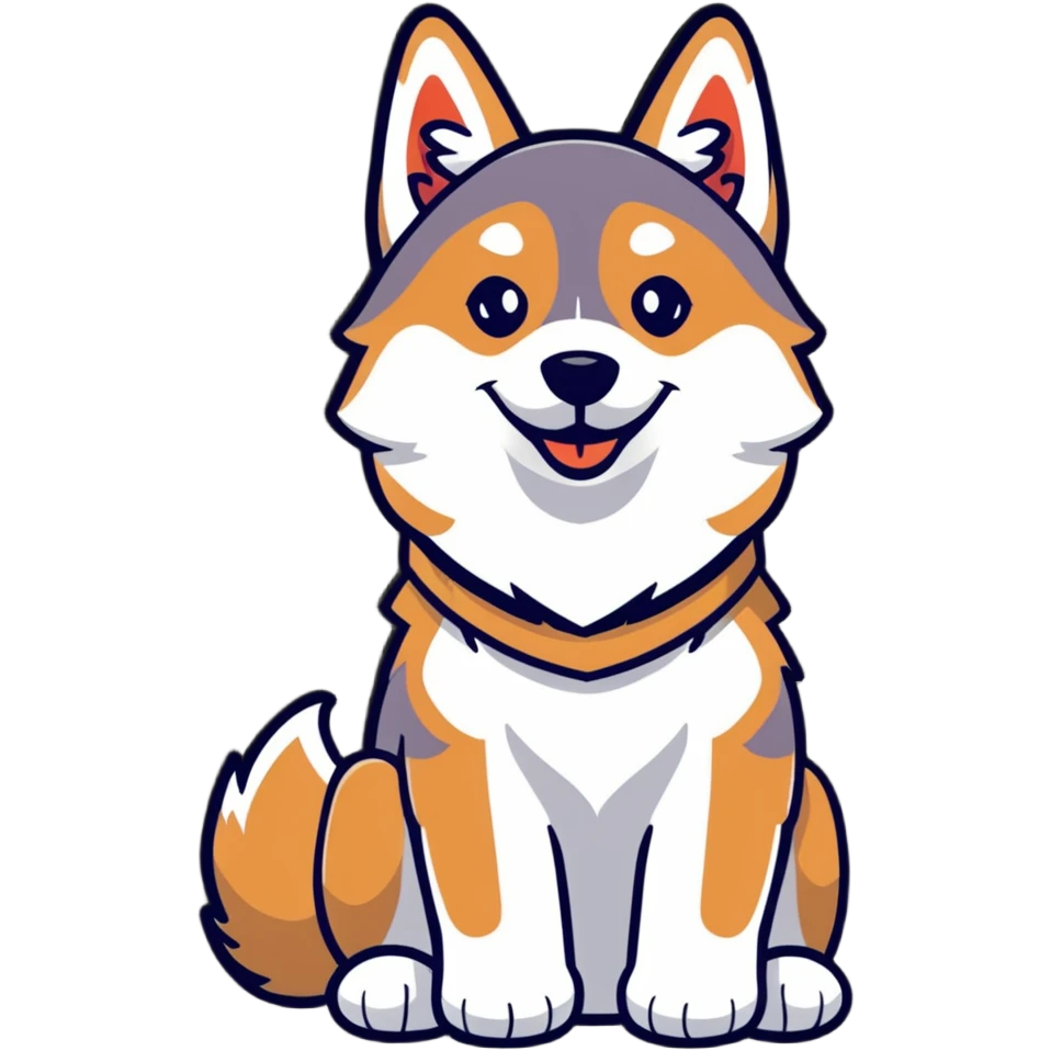 happy cinnamon colored husky dog emoji