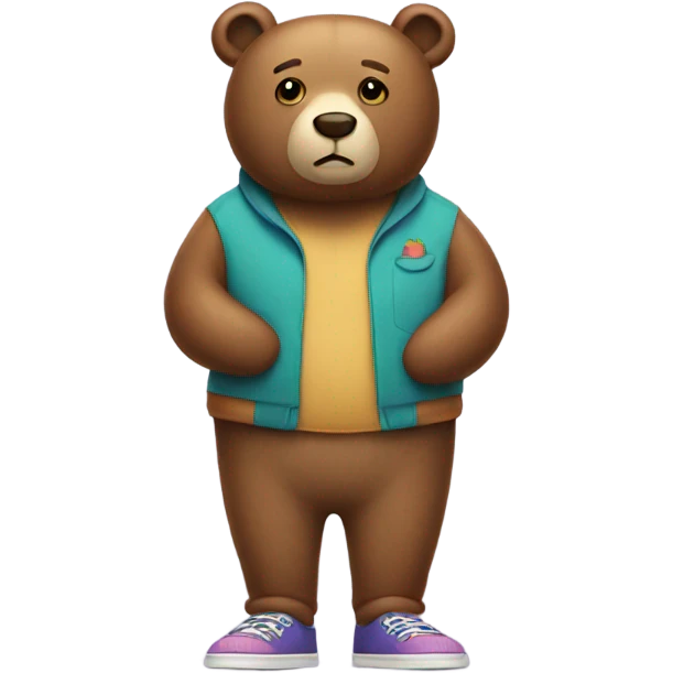 Sad bear wearing shoes emoji
