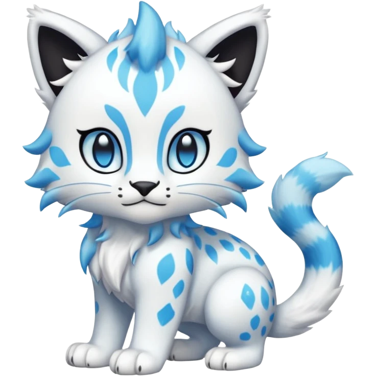Icy Elemental Pawny Cute Innocent Liepard-Amaura-Litten-Sprigatito-Pokémon-fusion-creature (full body) emoji