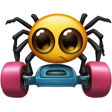 Spider on roller skates sticking tongue out emoji