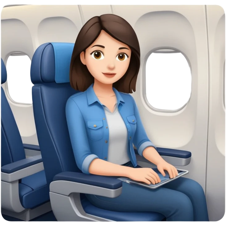 Casual brunette on airplane seat emoji