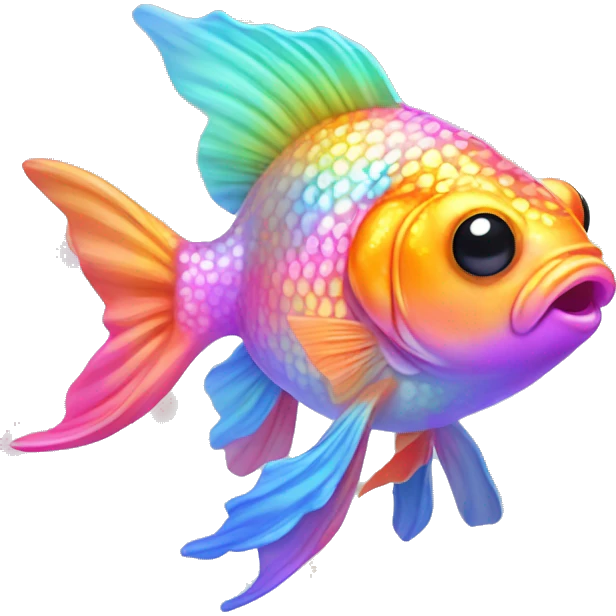 One bedazzled rainbow pastel neon goldfish emoji