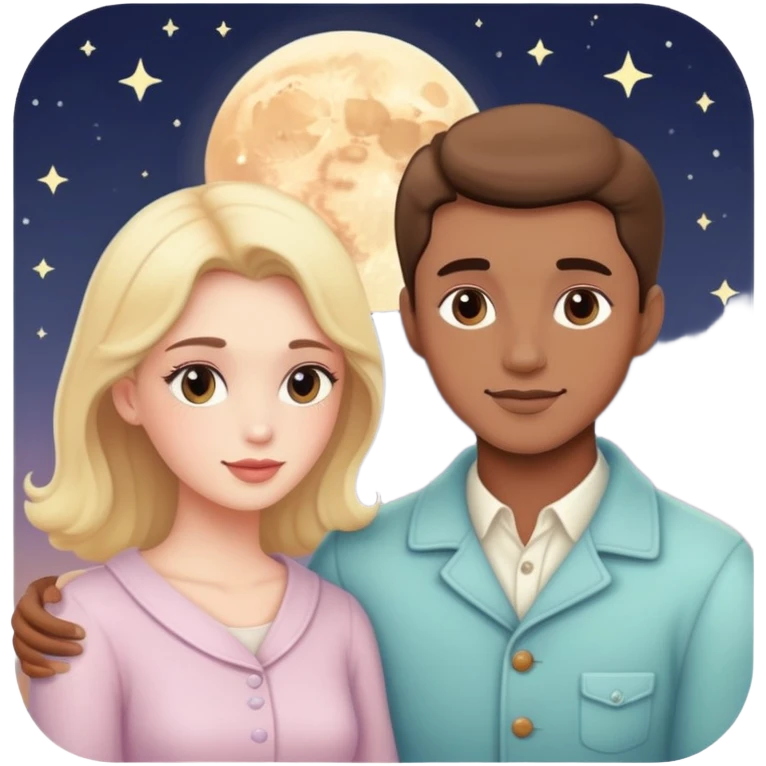 Pastel warm-colored romantic vintage Moonlight date emoji