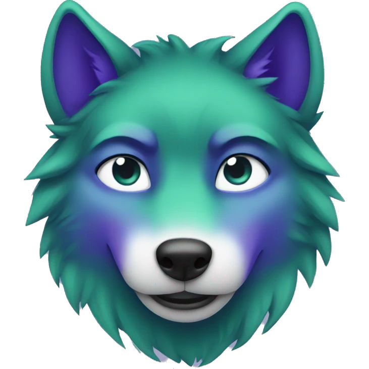 Blue Green Purple wolf  emoji