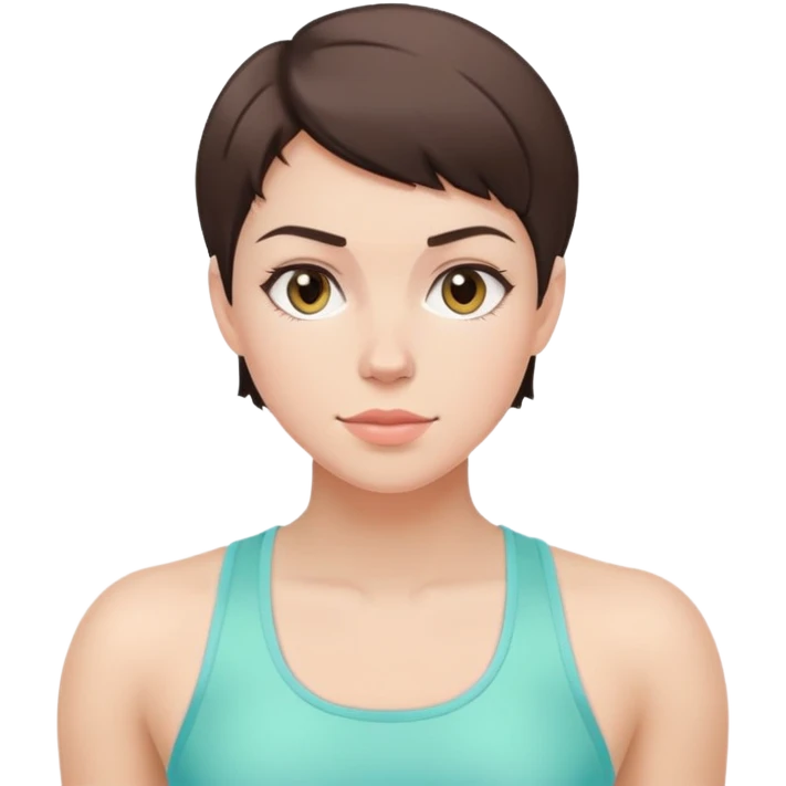 Pastel pink gym girl short brunette hair emoji