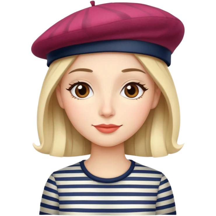 Parisian woman with beret and striped shirt emoji