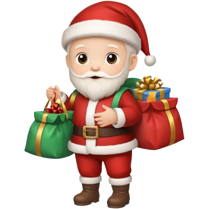 baby Santa Claus is carrying a bag of presents  emoji