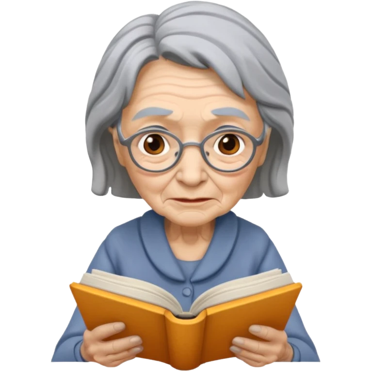 old woman read book emoji