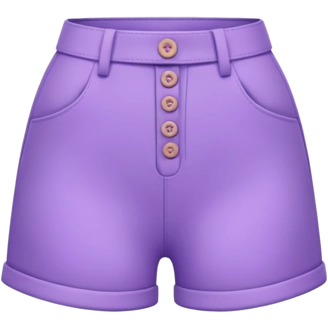 A 3D cartoon lavender-purple high-waist shorts with visible seams and buttons, soft shading, isolated plain background, Memoji-style. emoji