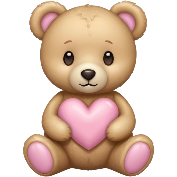 beige teddy bear and a pink pastel heart emoji