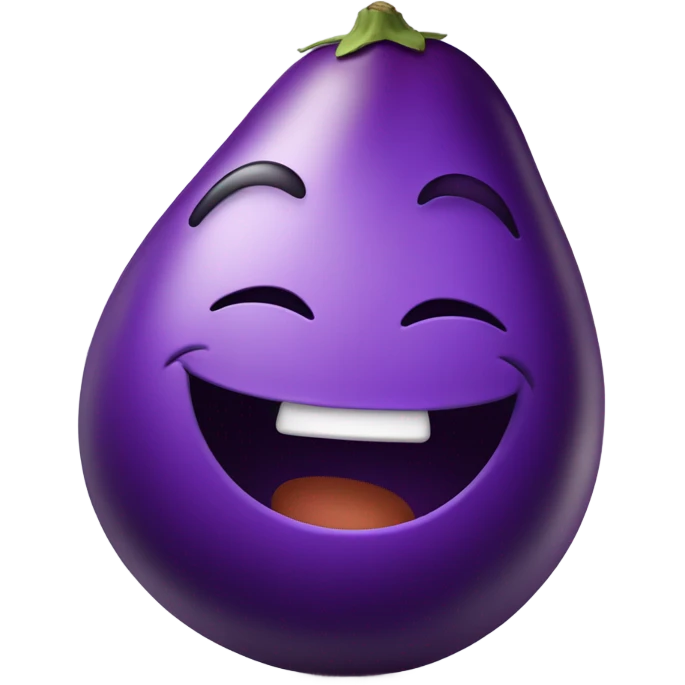 Laughing emoji holding eggplant emoji