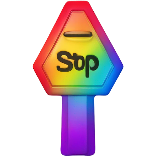 Rainbow stop sign with an Audi logo on it emoji