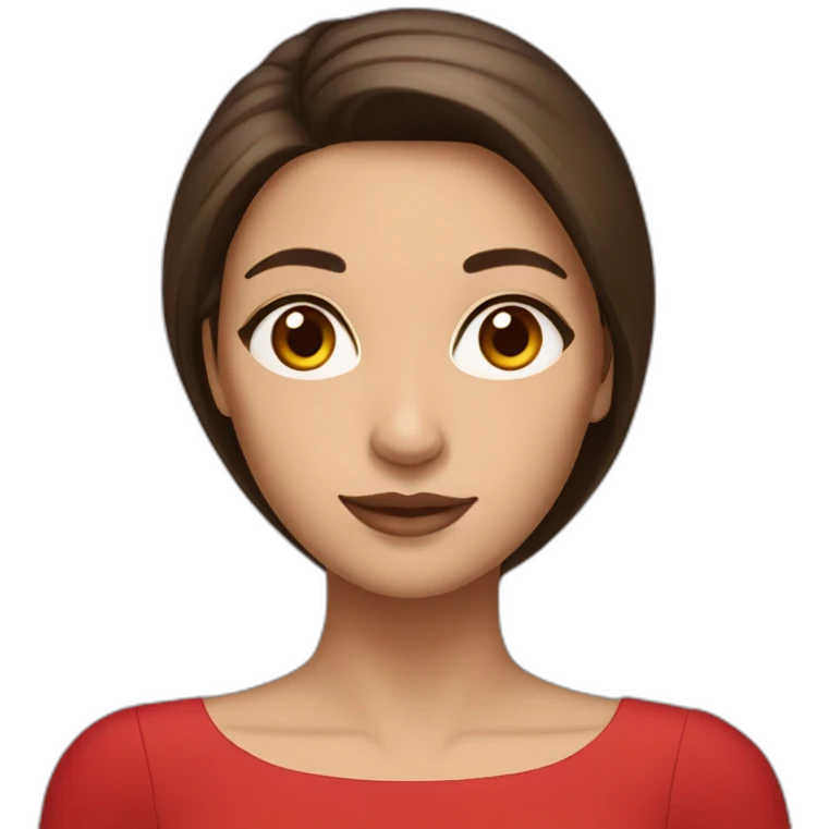 brunette with long straight hair with brown eyes in an evening red dress emoji
