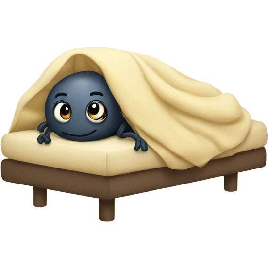 Bug snuggled in bed emoji