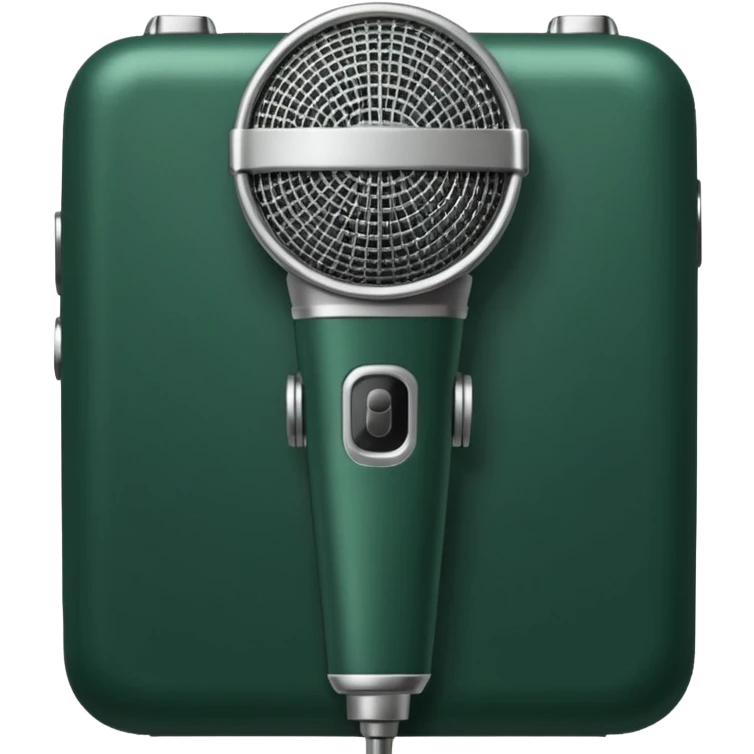 radio microphone, dark green with white accents, front view emoji