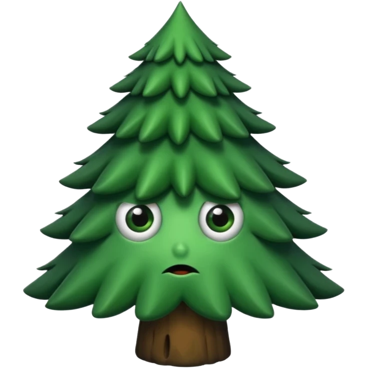 sapin avec deux gros yeux noirs, pas de bouche emoji
