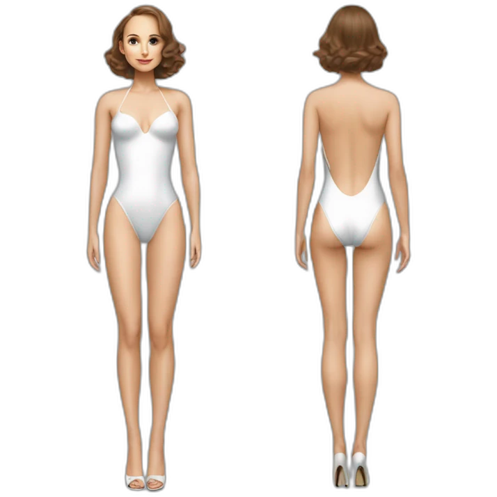 sexy natalie portman back on high heels swimming suit long legs posing shy emoji