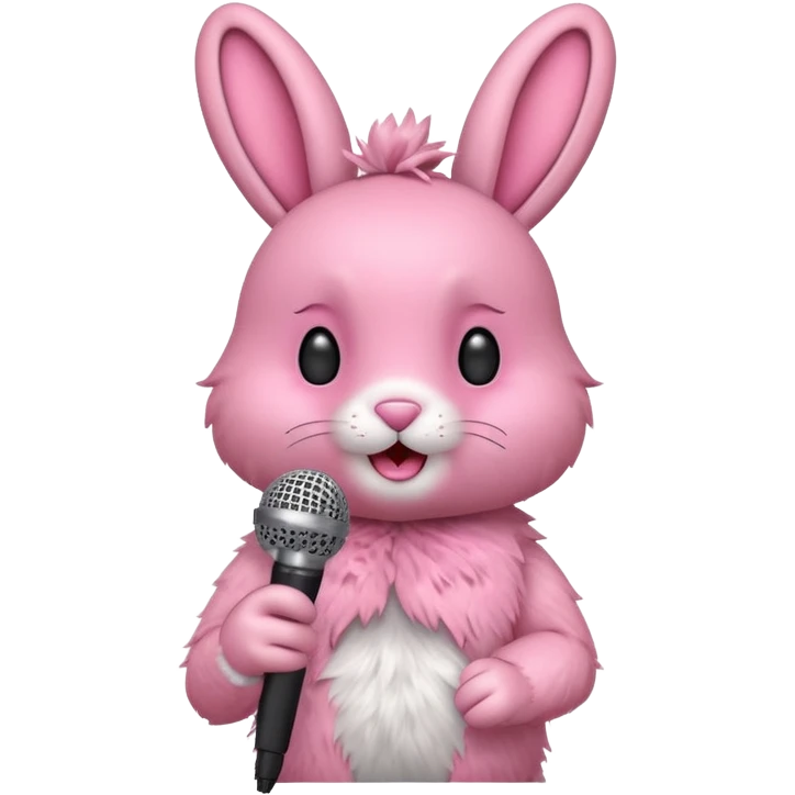 pink bunnie singing , holding mic emoji