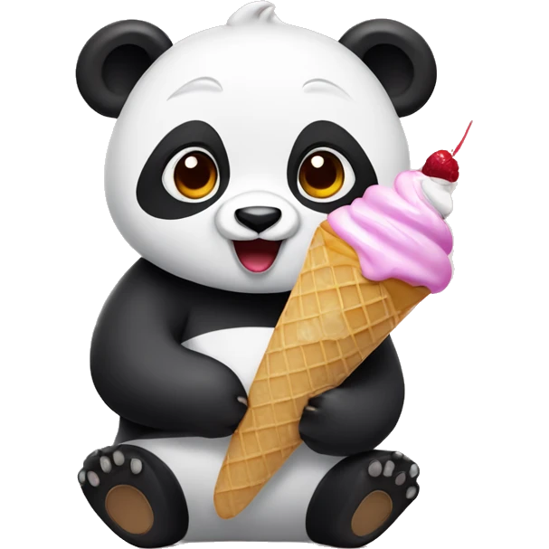 Panda eating ice cream emoji