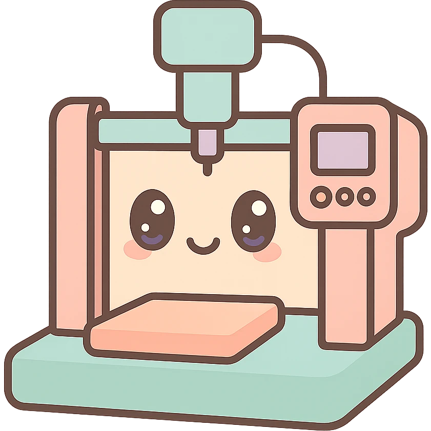 a CNC machine, cute and cartoonish, with big eyes emoji