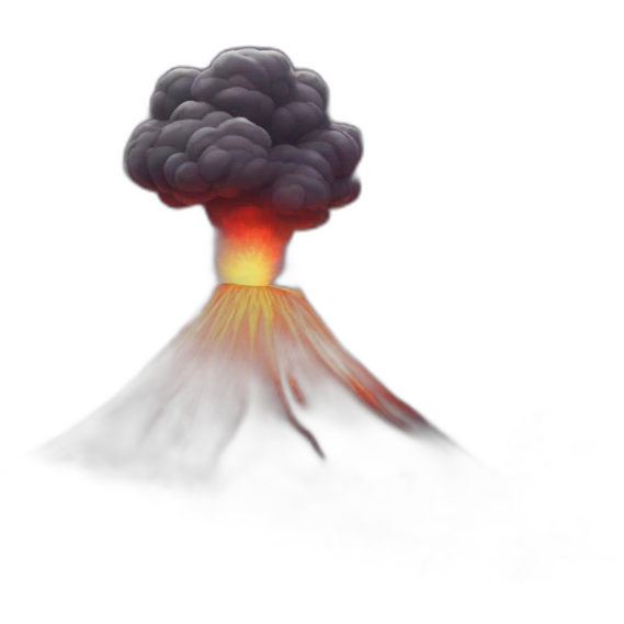 A volcano erupting at night, next to a village emoji