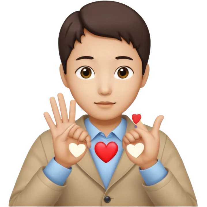 Carazon coreano uniendo dos manos con los dedos corazon y pulgar emoji