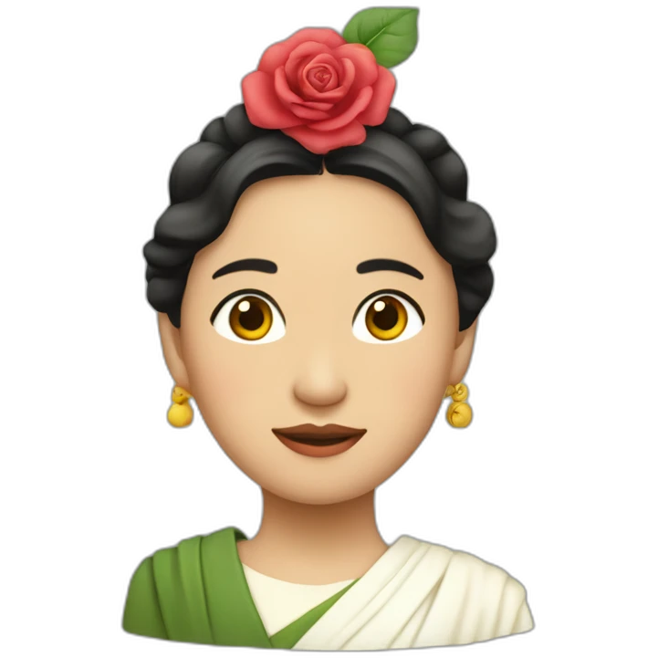Aung San Su Kyi with a rose on her head emoji
