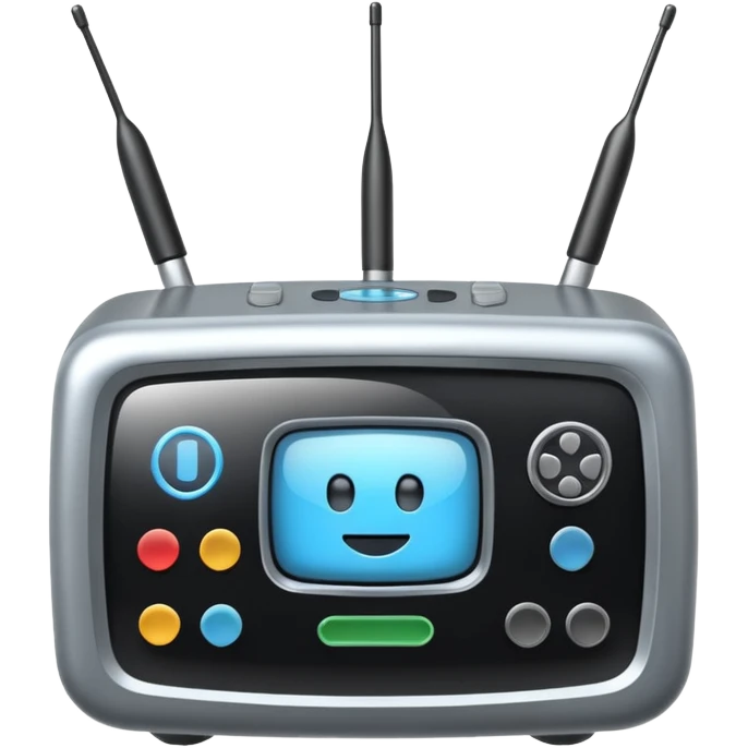 A simple 2d TV box facing the camera that has AI text. The TV has antennas on it. emoji