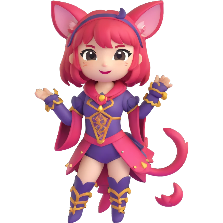 chibi catgirl with fantasy outfit, playful expression emoji