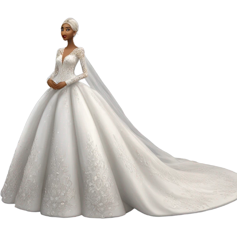 Hyper Realistic ornate ballgown long sleeve Wedding dress with diamanté no model emoji