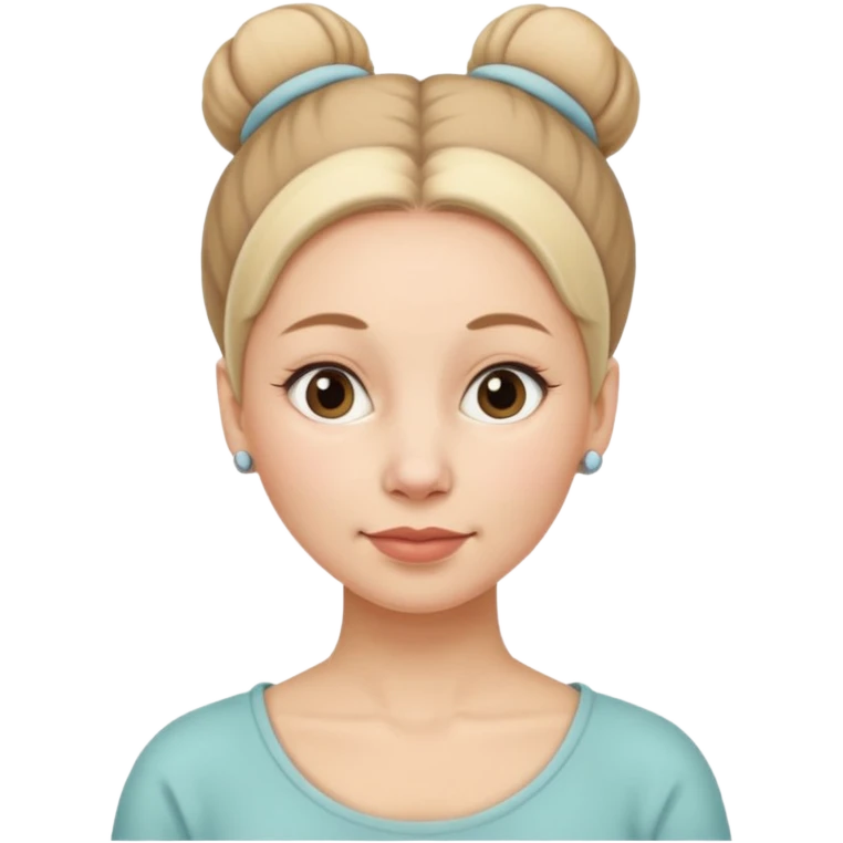 a woman, with a bun, mid 60, wearing a tracheostoma emoji