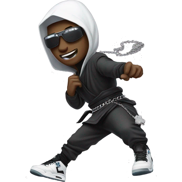 Ninja with diamond chain in his neck and jordan 4’s shoes emoji