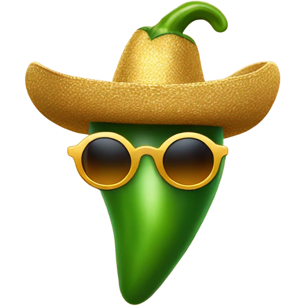 pepper with sombrero and sunglasses and golden necklace emoji