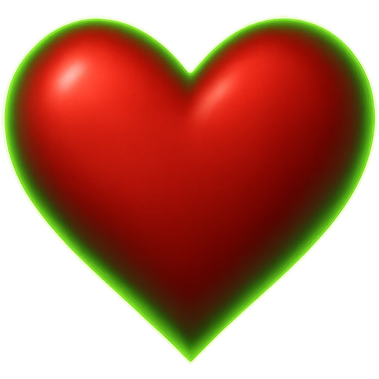 heart with a glowing green outline, digital illustration emoji