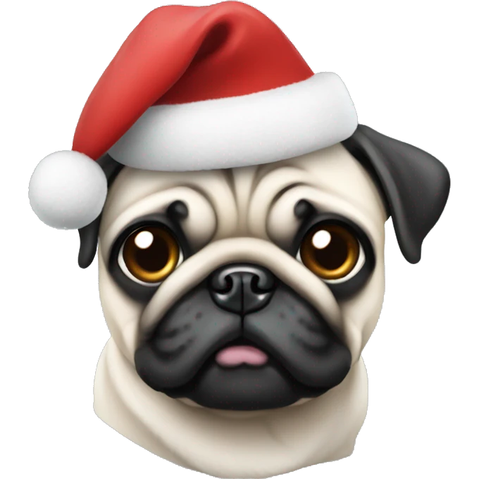  Christmas pug white hat emoji